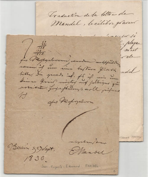 Eduard Mandel - Lettre autographe sign&eacute;e - 1836. Eduard Mandel
