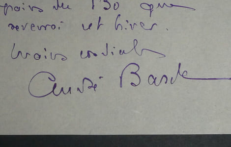 André BARDÉ - Lettre autographe signée "Cap d'Antibes"