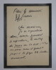 LAPARRA Raoul - LETTRE AUTOGRAPHE SIGN&Eacute;E, PARIS, 1911 DON JUAN. Raoul Laparra