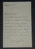 Mar&eacute;chal LYAUTEY - Lettre Autographe Sign&eacute;e de remerciement, 1911. Hubert LYAUTEY