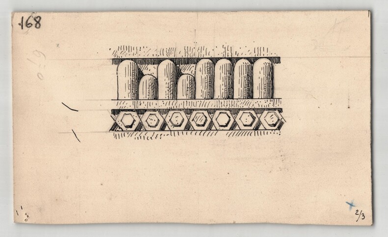 Henri LAFFILLEE Dessin original - Ornementation d'une tombe memphite - 1930. Louis Henri Laffill&eacute;e