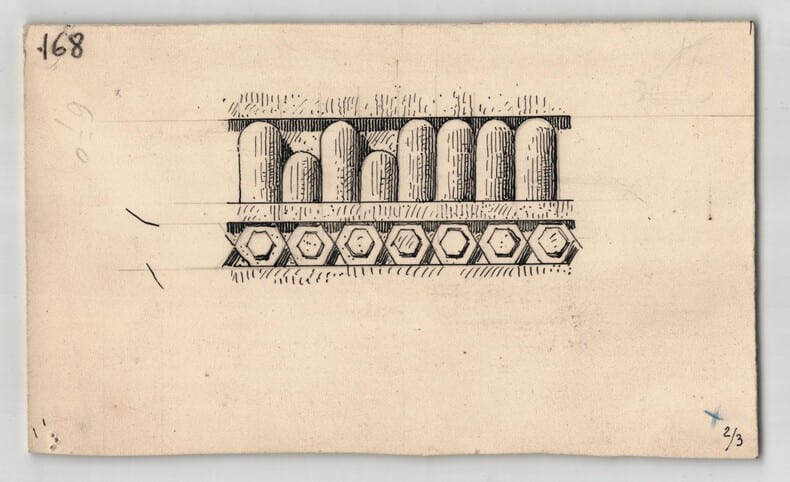 Henri LAFFILLEE Dessin original - Ornementation d'une tombe memphite - 1930. Louis Henri Laffill&eacute;e