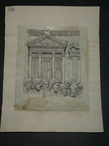 Le Temple de Jupiter Capitolin - Dessin original signé - Encre vers 1930