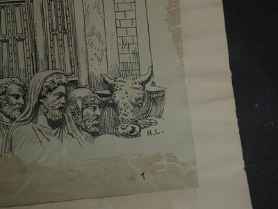 Le Temple de Jupiter Capitolin - Dessin original signé - Encre vers 1930