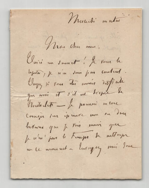 Georges Lafenestre - Lettre autographe sign&eacute;e - "Voici un sonnet !". Georges Lafenestre