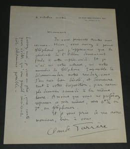 Claude FARRÈRE Lettre autographe signée 1 page "vous aviez à peine téléphoné"