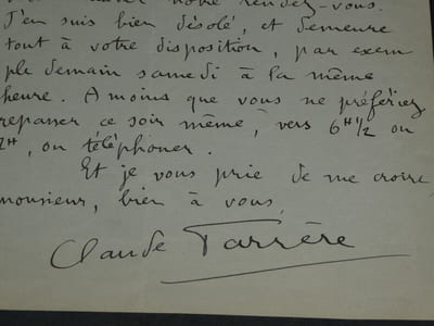 Claude FARRÈRE Lettre autographe signée 1 page "vous aviez à peine téléphoné"