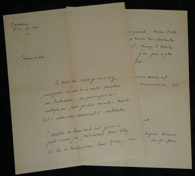 Roger Tissot - Lettre autographe sign&eacute;e &agrave; l'Abb&eacute; Morel - 1947. Roger Tissot