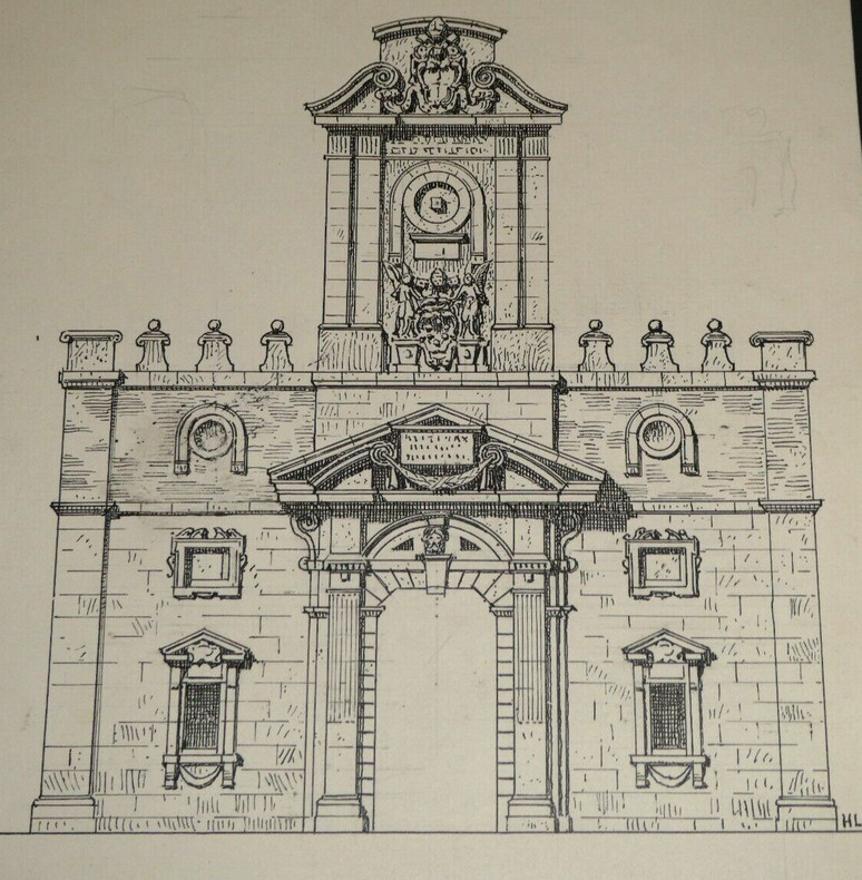 La Porta Pia &agrave; Rome - Dessin original sign&eacute; &agrave; l'encre. Louis Henri Laffill&eacute;e