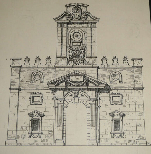 La Porta Pia &agrave; Rome - Dessin original sign&eacute; &agrave; l'encre. Louis Henri Laffill&eacute;e
