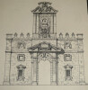 La Porta Pia &agrave; Rome - Dessin original sign&eacute; &agrave; l'encre. Louis Henri Laffill&eacute;e