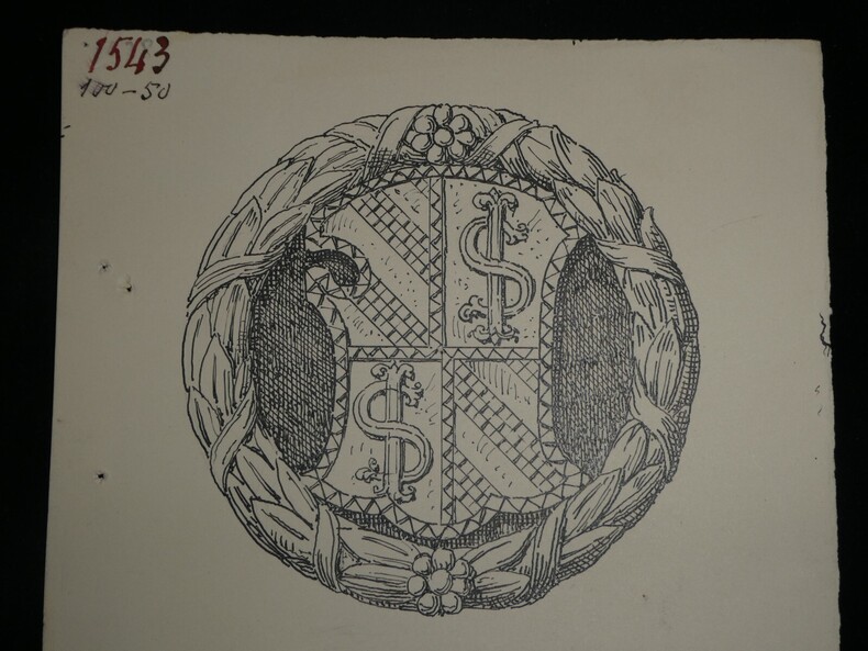 Dessin original sign&eacute; - Ecusson de Sigismond Malatesta. Louis Henri Laffill&eacute;e