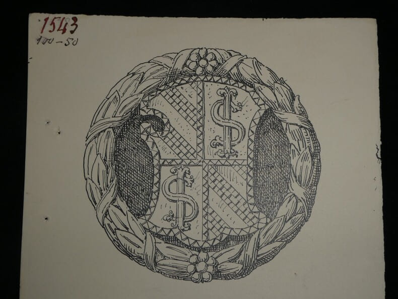 Dessin original sign&eacute; - Ecusson de Sigismond Malatesta. Louis Henri Laffill&eacute;e