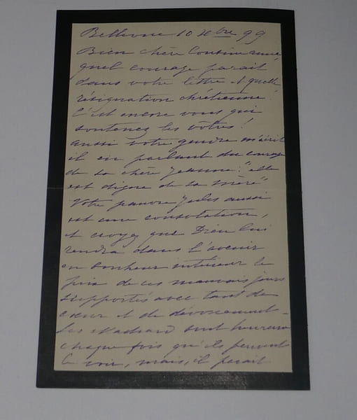 Marguerite CRAUK - Longue lettre autographe sign&eacute;e de deuil &agrave; une amie, 10 octobre 1899, 4 pages. Marguerite CRAUK (n&eacute;e Gondoin, 1843-1929)