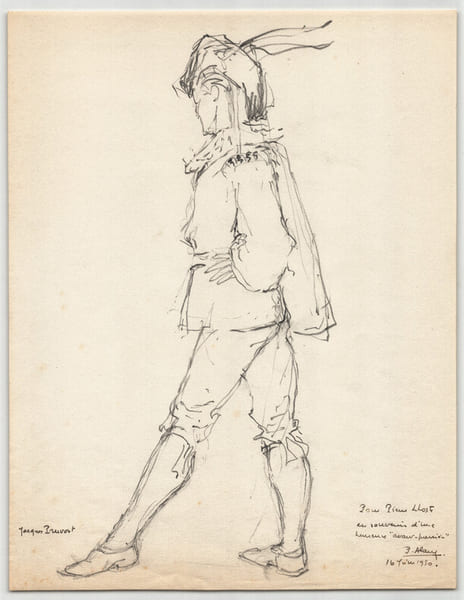 Pierre Alary - Dessin original d&eacute;dicac&eacute; sign&eacute; Portrait de Jacques Pruvost - 1950. Pierre Alary