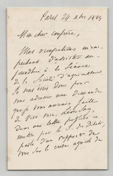 Henri Baudrillart - Lettre autographe sign&eacute;e - Rapport sur la crise agricole. Henri Baudrillart