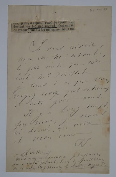 LETTRE AUTOGRAPHE SIGN&Eacute;E &Agrave; Edmond ABOUT, MAI 1883. Flore Singer