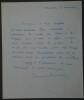 Edouard BOURDET - Lettre Autographe Sign&eacute;e "Recette du Li&egrave;vre &agrave; Royale". &Eacute;douard BOURDET