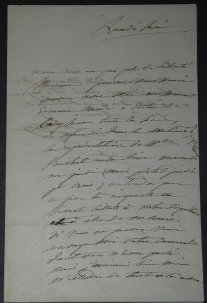 Louise COLLET - LETTRE AUTOGRAPHE SIGN&Eacute;E Lundi soir, Rendez-vous. Louise Colet