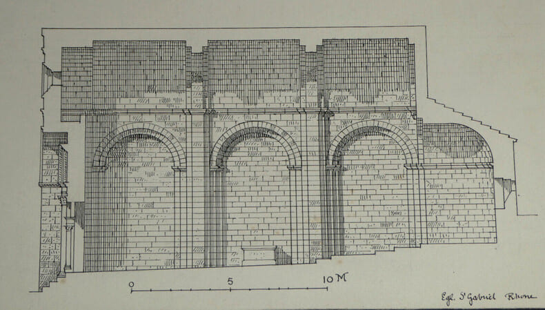 Coupe sur l'&eacute;glise Saint-Gabriel &agrave; Tarascon - Dessin original &agrave; l'encre. Louis Henri Laffill&eacute;e