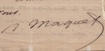 Auguste Maquet - Lettre autographe sign&eacute;e. Auguste Maquet