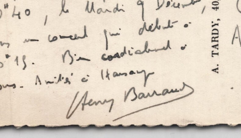 Henry Barraud "sonatine pour violon et piano" Carte postale autographe sign&eacute;e. Henry Barraud