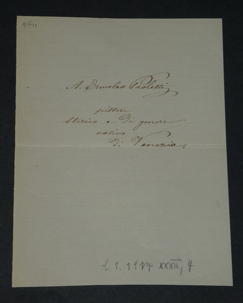 Antonio Ermolao Paoletti - Page avec lignes de texte autographes sign&eacute;es. Antonio Ermolao Paoletti