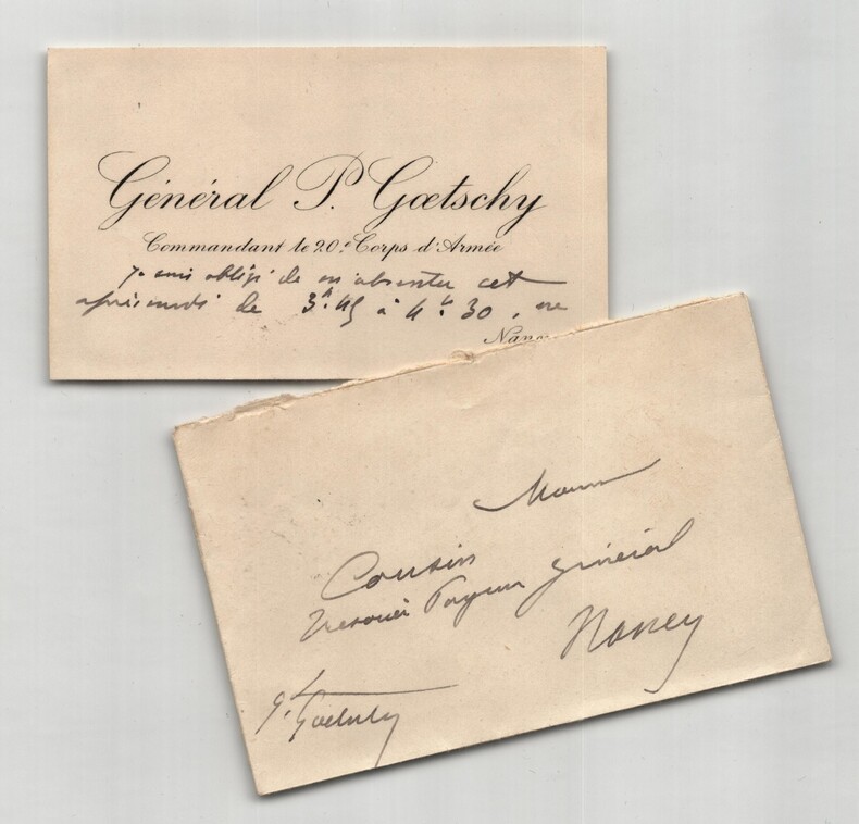 G&eacute;n&eacute;ral Paul-Henri Goetschy - Carte de visite autographe. Paul-Henri Goetschy
