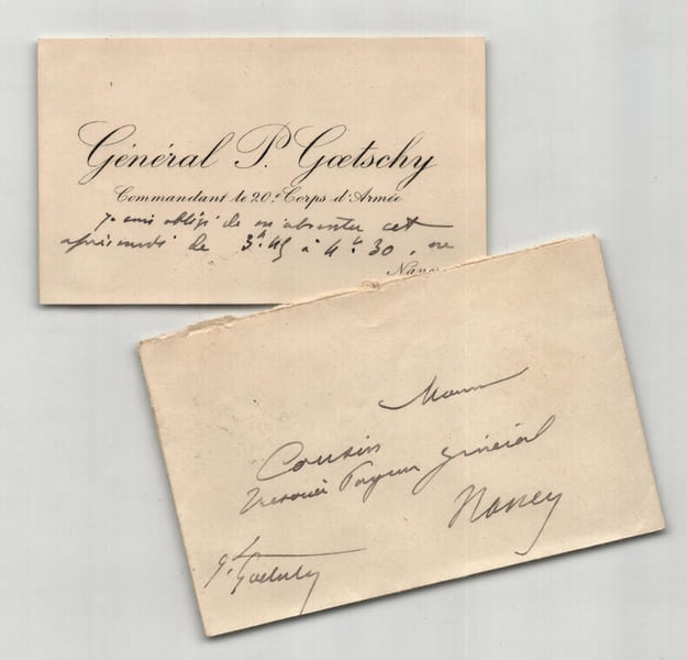 G&eacute;n&eacute;ral Paul-Henri Goetschy - Carte de visite autographe. Paul-Henri Goetschy
