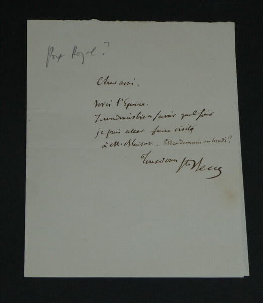 Charles-Augustin SAINTE-BEUVE - LETTRE AUTOGRAPHE SIGN&Eacute;E. Charles-Augustin SAINTE-BEUVE