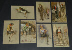 7 Cartes postales portraits de femmes curiosa sign&eacute;es Laporte, "Bas fonds de Paris". Laporte