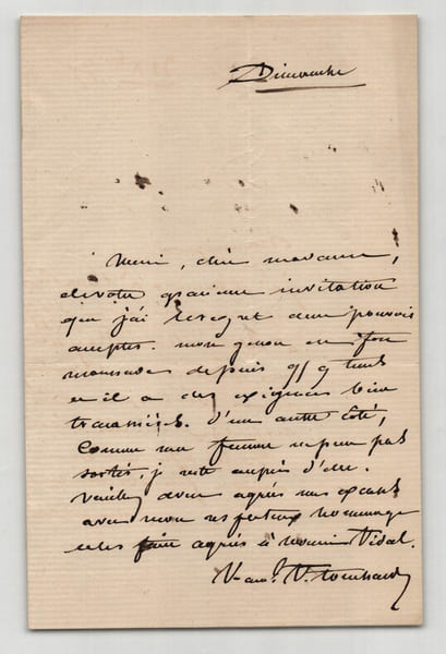 Vice Amiral Philippe Victor Touchard - Lettre autographe sign&eacute;e. Vice Amiral Philippe Victor Touchard