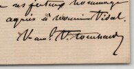 Vice Amiral Philippe Victor Touchard - Lettre autographe sign&eacute;e. Vice Amiral Philippe Victor Touchard