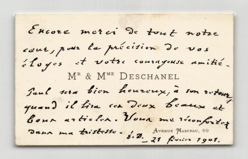 &Eacute;mile Deschanel - &Eacute;crivain - LETTRE AUTOGRAPHE SIGN&Eacute;E le 21 f&eacute;vrier 1901. &Eacute;mile Deschanel