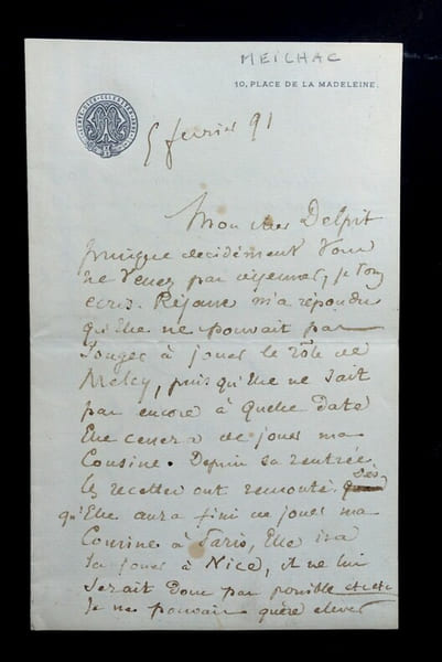 MEILHAC Henri - Lettre autographe sign&eacute;e &agrave; Albert Delpit, 5 f&eacute;vrier 1891. Henri Meilhac