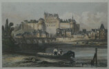 Gravure en couleur - Vue d'Amboise et du ch&acirc;teau - Imprimerie de Bougeard. 