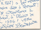 Andr&eacute; Beaurepaire - Carte postale autographe sign&eacute;e &agrave; Olivier Qu&eacute;ant - 1956. Andr&eacute; Beaurepaire