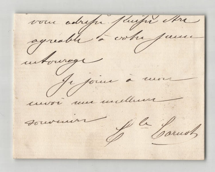 C&eacute;cile Carnot - Fragment de lettre autographe sign&eacute;. C&eacute;cile Carnot