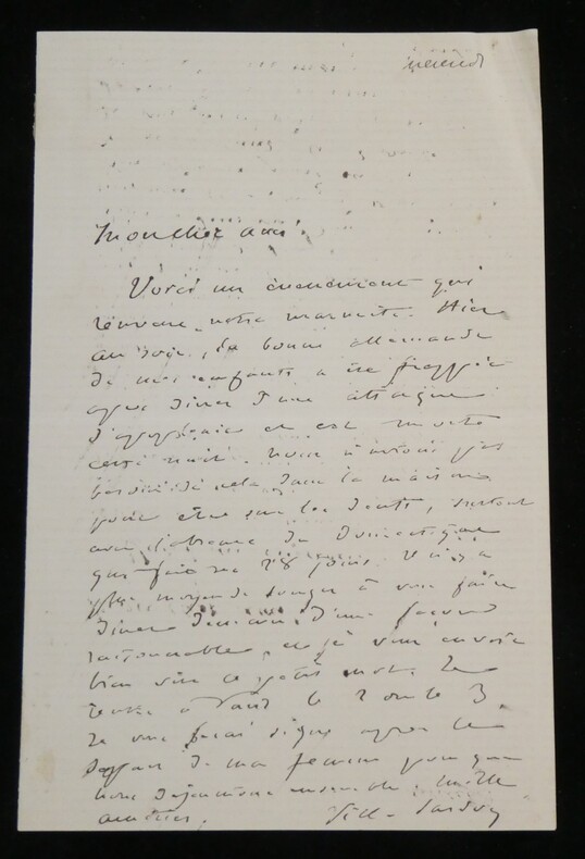 Victorien Sardou, Lettre autographe sign&eacute;e - Attaque d'apoplexie. Victorien Sardou