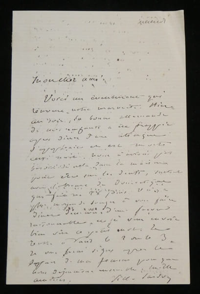 Victorien Sardou, Lettre autographe sign&eacute;e - Attaque d'apoplexie. Victorien Sardou
