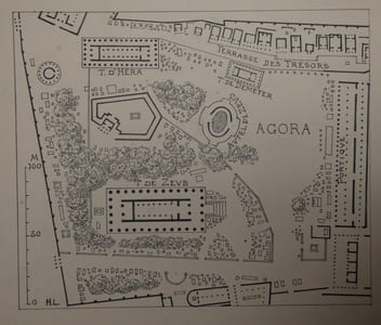 Plan de l'enceinte sacrée d'Olympie — Dessin original signé de ses initiales
