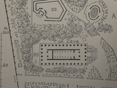 Plan de l'enceinte sacrée d'Olympie — Dessin original signé de ses initiales