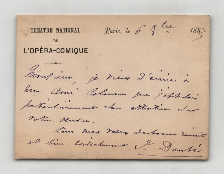 Jules Danb&eacute; - Carte de correspondance autographe sign&eacute;e - 1883. Jules Danb&eacute;