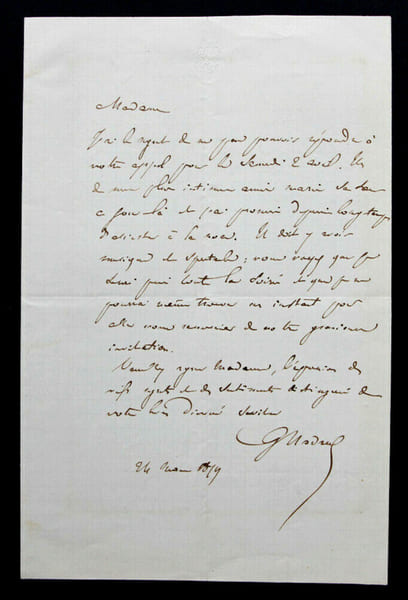 Gustave NADAUD - LETTRE AUTOGRAPHE SIGNEE, [1879]. Gustave Nadaud