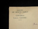 LETTRE AUTOGRAPHE SIGN&Eacute;E, CASINO DE MONTE CARLO, CONCERTS. Louis Ganne
