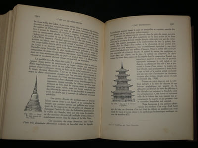 Dessin original signé - Stupa siamois Phra Chedi & Pagode Hô-ryouzi