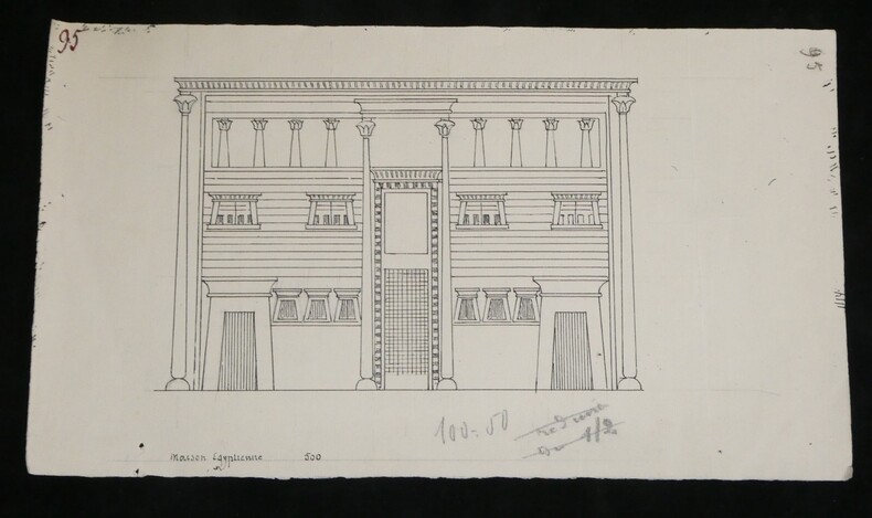 Fa&ccedil;ade d'une habitation luxueuse - Dessin original vers 1930. Louis Henri Laffill&eacute;e