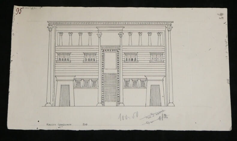 Fa&ccedil;ade d'une habitation luxueuse - Dessin original vers 1930. Louis Henri Laffill&eacute;e