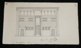 Fa&ccedil;ade d'une habitation luxueuse - Dessin original vers 1930. Louis Henri Laffill&eacute;e