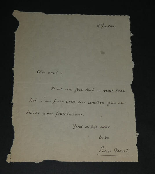 Pierre BENOIT - Lettre autographe sign&eacute;e - 1931. Pierre Benoit